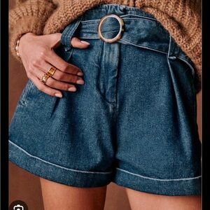 Sezane Rome Bleu Denim Shorts